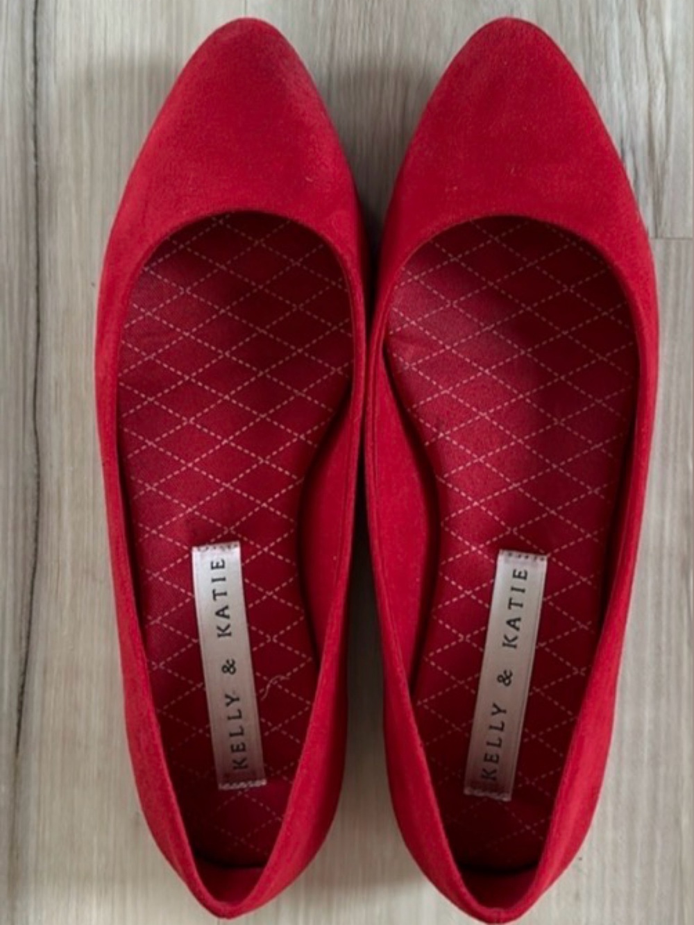 Kelly & Katie suede Bright Red Pointed Toe Flats